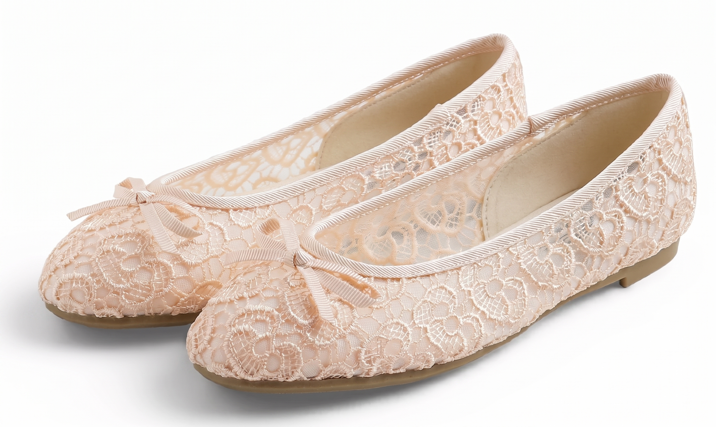 Feversole Round Toe Lace Ballet Crochet Flats Women's Comfy Breathable Shoes Lace