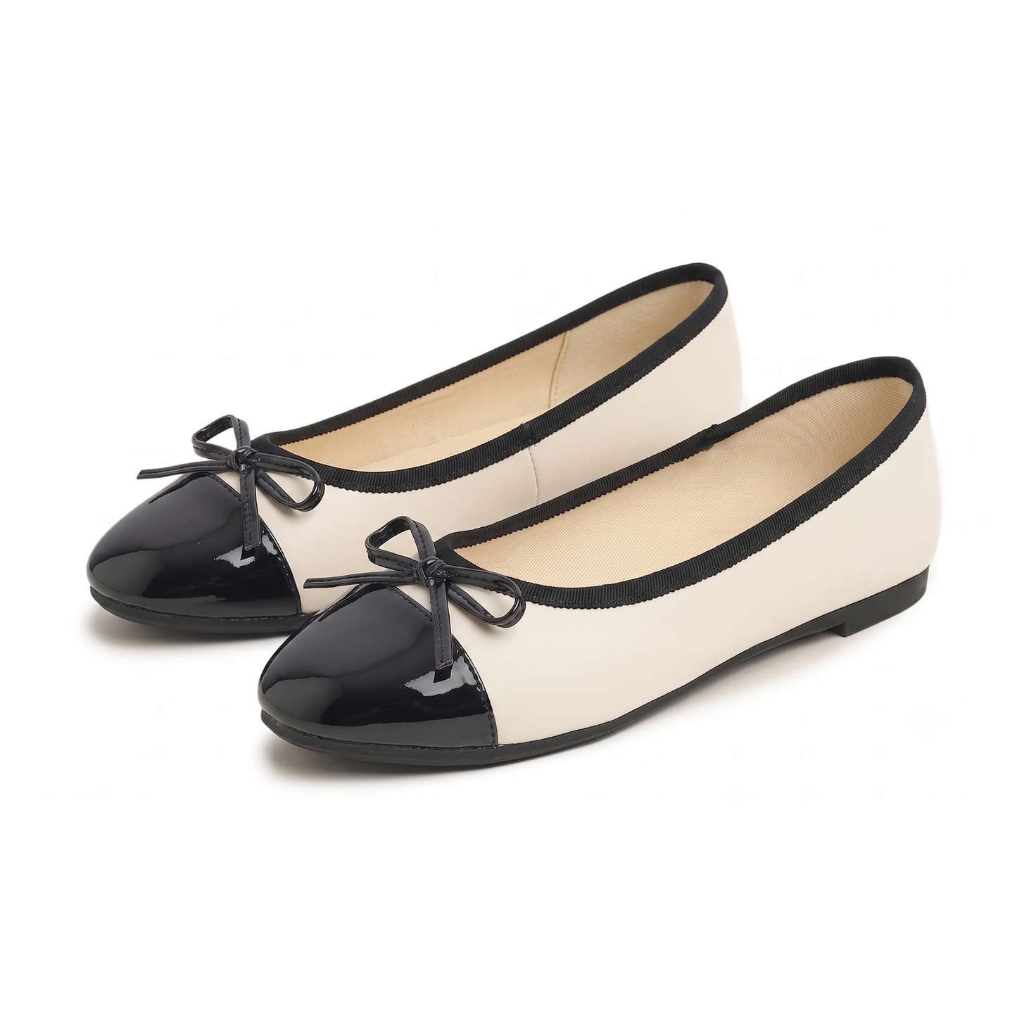 Feversole Women's Bow Tie Fashion Dress Slip On Shoes Round Toe Ballet Flat Patent Toe Cap