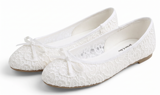 Feversole Round Toe Lace Ballet Crochet Flats Women's Comfy Breathable Shoes Lace