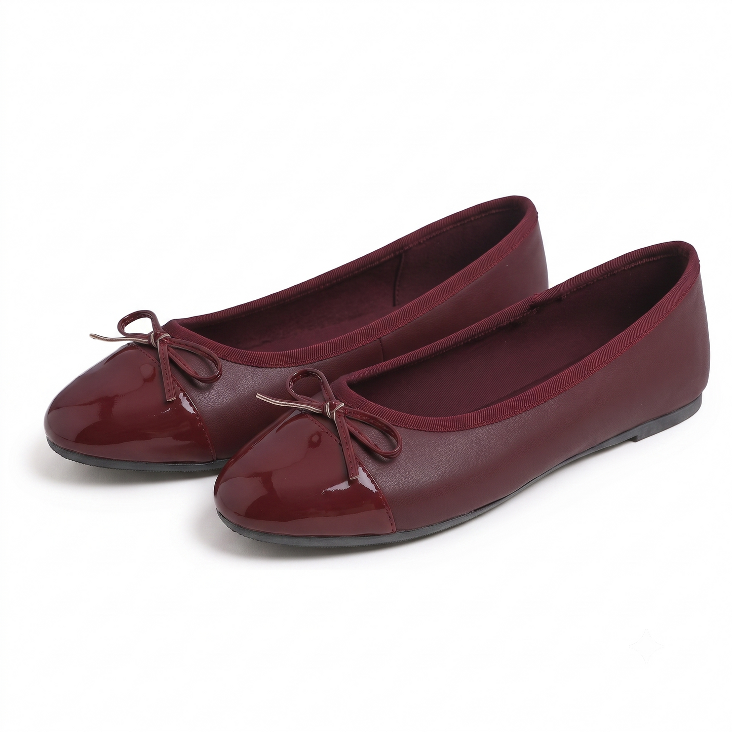 Feversole Women's Bow Tie Fashion Dress Slip On Shoes Round Toe Ballet Flat Patent Toe Cap
