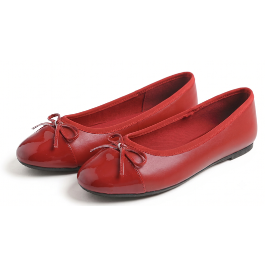 Feversole Women's Bow Tie Fashion Dress Slip On Shoes Round Toe Ballet Flat Patent Toe Cap