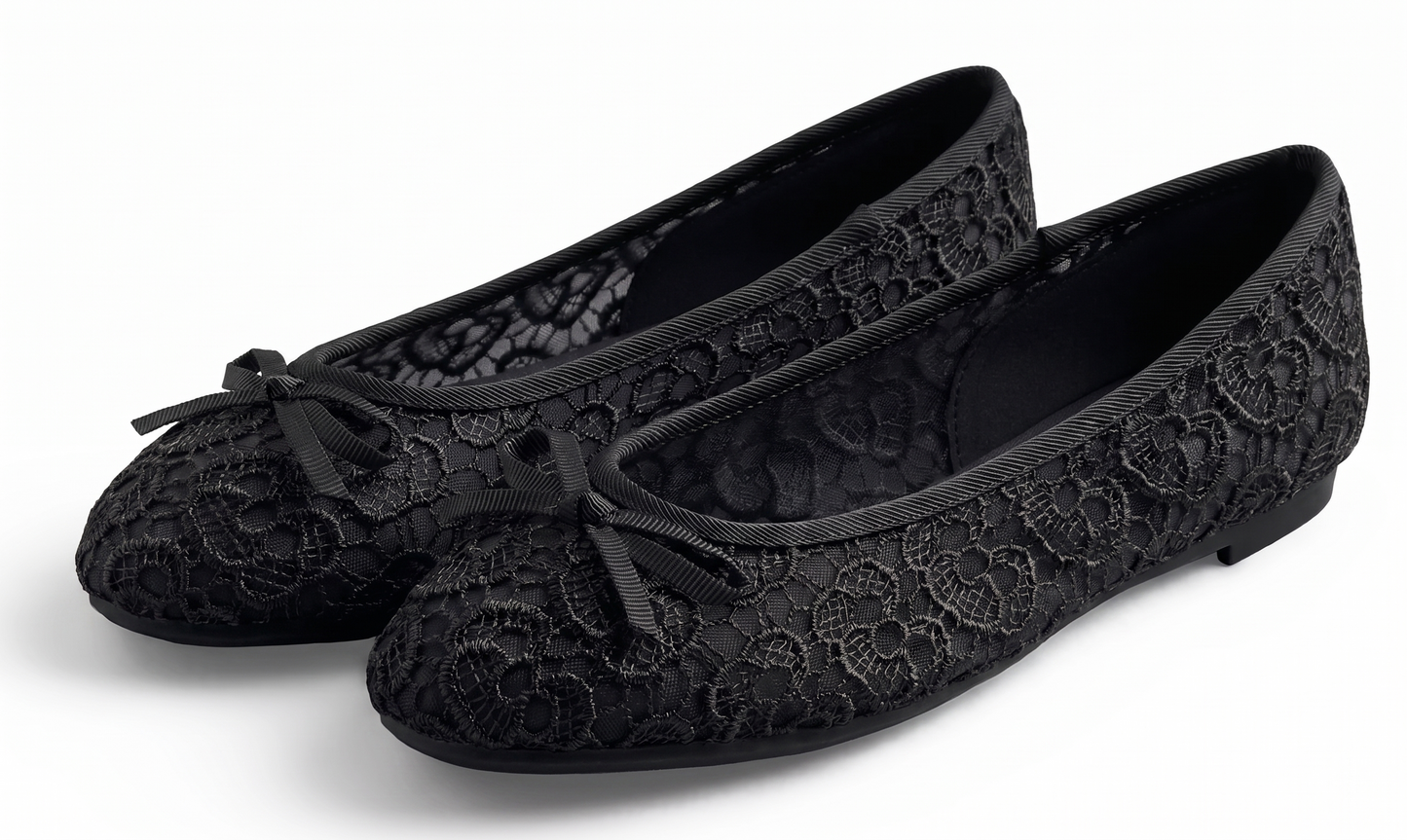 Feversole Round Toe Lace Ballet Crochet Flats Women's Comfy Breathable Shoes Lace