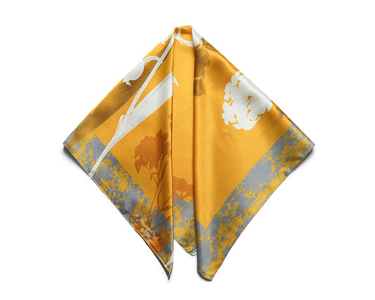 BREEZE NOUTHERLY 100% Mulberry Silk Square Scarf for Women, 26'' Versatile Hair Neck Bag Scarf Luxury Gift-Ginger Lily