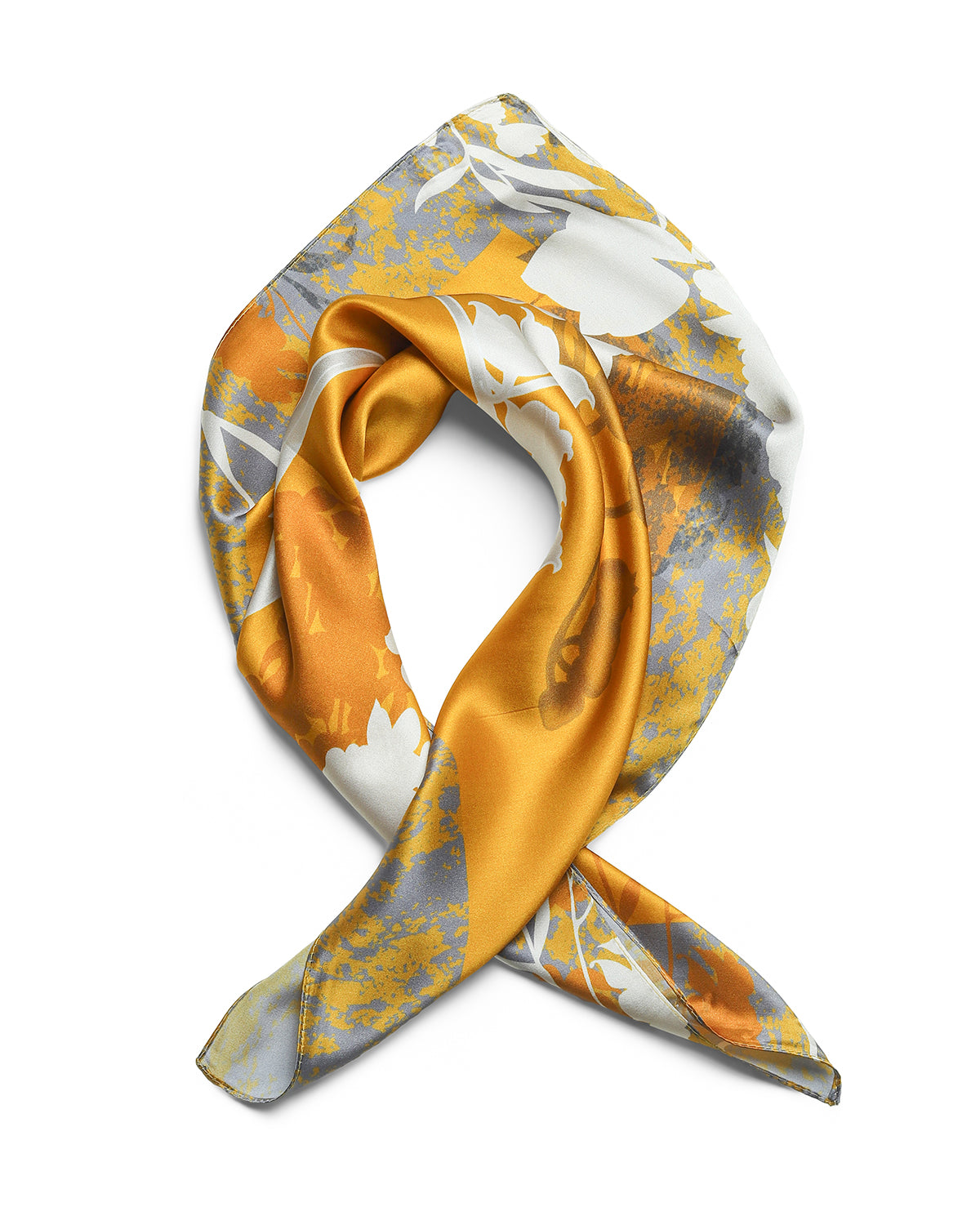 BREEZE NOUTHERLY 100% Mulberry Silk Square Scarf for Women, 26'' Versatile Hair Neck Bag Scarf Luxury Gift-Ginger Lily