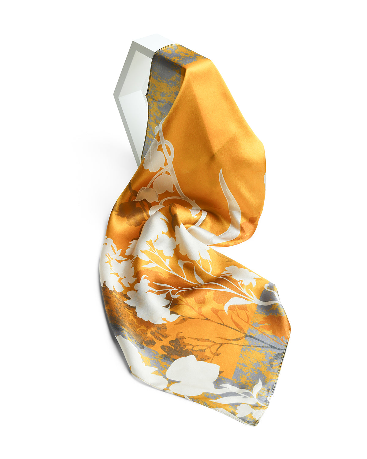 BREEZE NOUTHERLY 100% Mulberry Silk Square Scarf for Women, 26'' Versatile Hair Neck Bag Scarf Luxury Gift-Ginger Lily