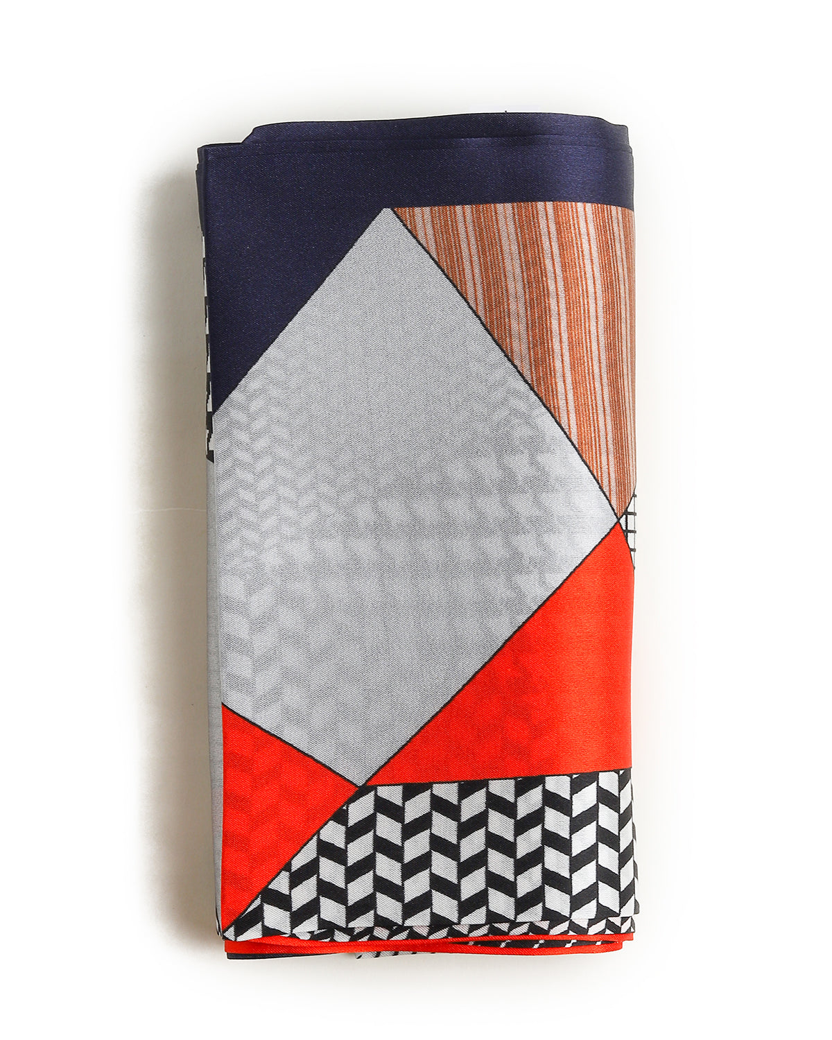 BREEZE NOUTHERLY Women's 100% Pure Mulberry Silk Scarf Double Sided Rectangle Tie Head Neck Waist Strip-17X150 Navy Orange Houndstooth