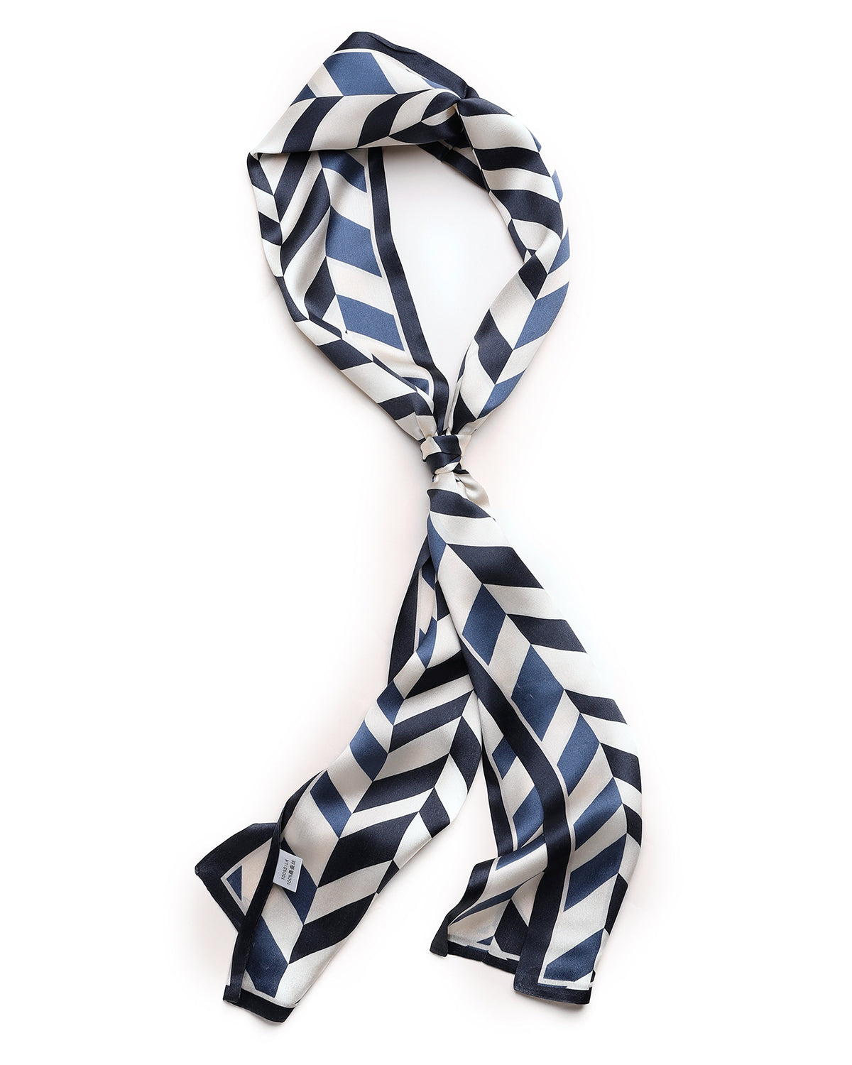 BREEZE NOUTHERLY Women's 100% Pure Mulberry Silk Scarf Double Sided Rectangle Tie Head Neck Waist Strip-17X150 Navy Ivory Wheatear
