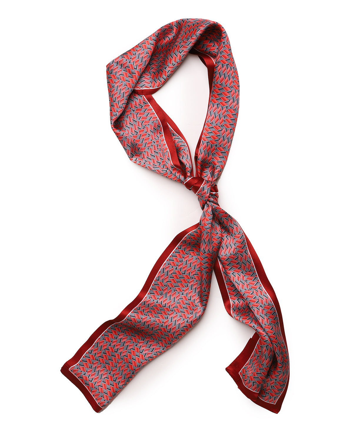 BREEZE NOUTHERLY Women's 100% Pure Mulberry Silk Scarf Double Sided Rectangle Tie Head Neck Waist Strip-17X150 Red Black Diamond Stripe