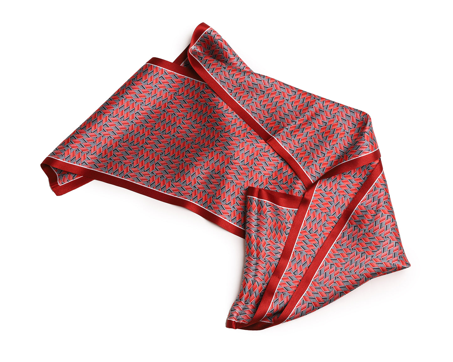 BREEZE NOUTHERLY Women's 100% Pure Mulberry Silk Scarf Double Sided Rectangle Tie Head Neck Waist Strip-17X150 Red Black Diamond Stripe