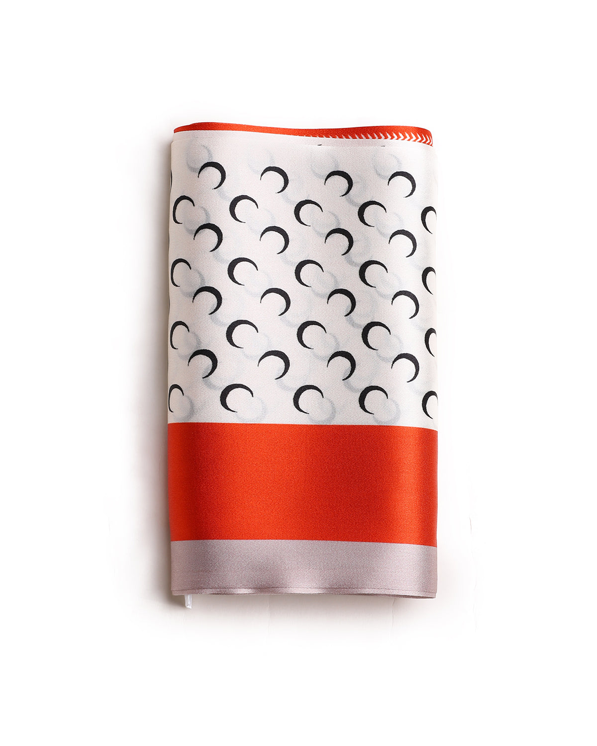 BREEZE NOUTHERLY Women's 100% Pure Mulberry Silk Scarf Double Sided Rectangle Tie Head Neck Waist Strip-17X150 Orange Ivory Crescent Moon