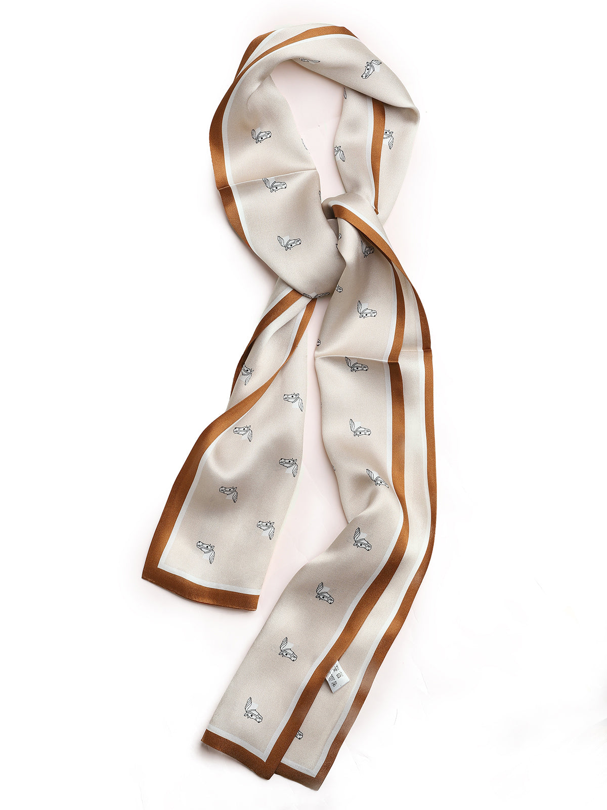 BREEZE NOUTHERLY Women's 100% Pure Mulberry Silk Scarf Double Sided Rectangle Tie Head Neck Waist Strip-17X150 Nude Caramel Horse