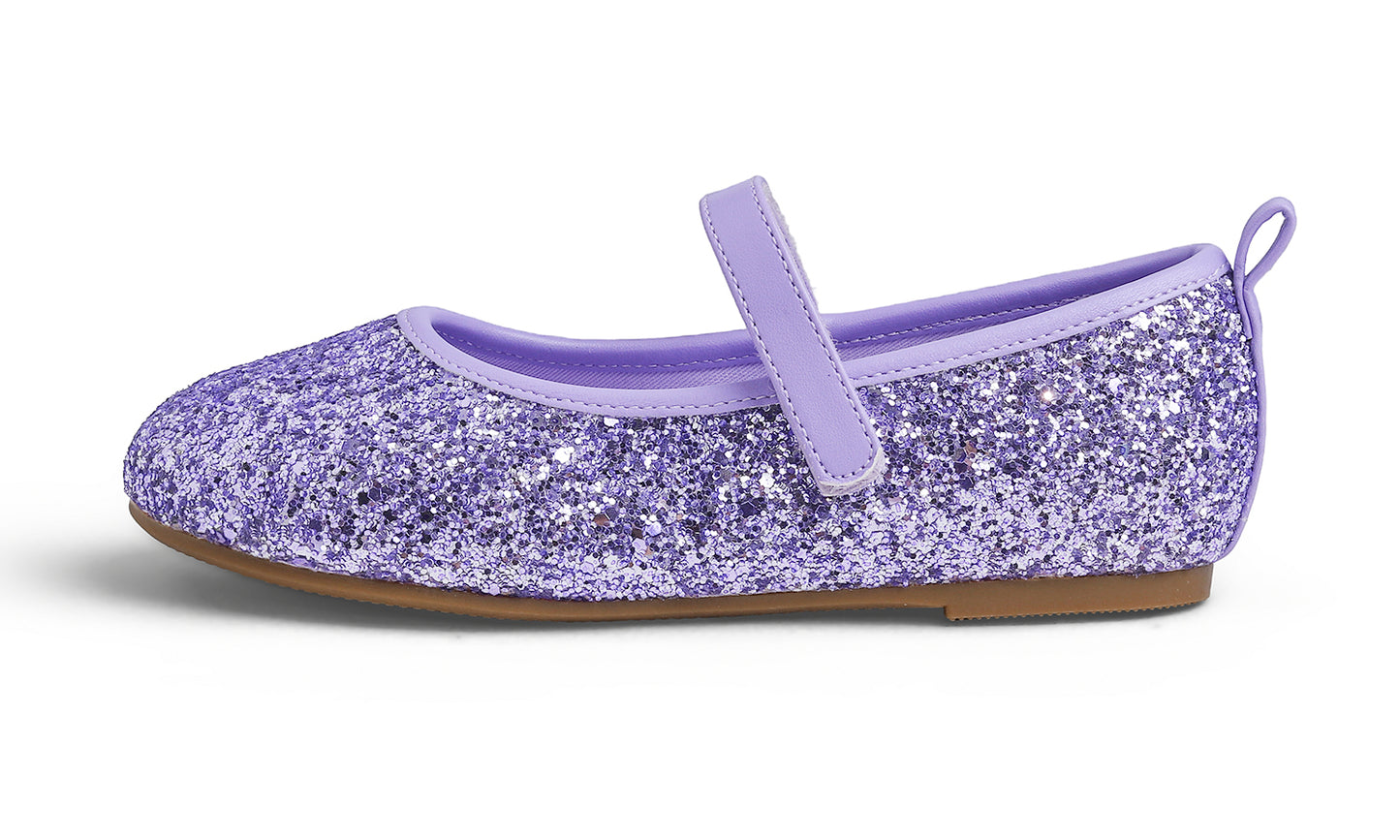Feversole Girls Cute Dress Mary Jane Shoes Soft Party Holiday Ballet Flats Glitter