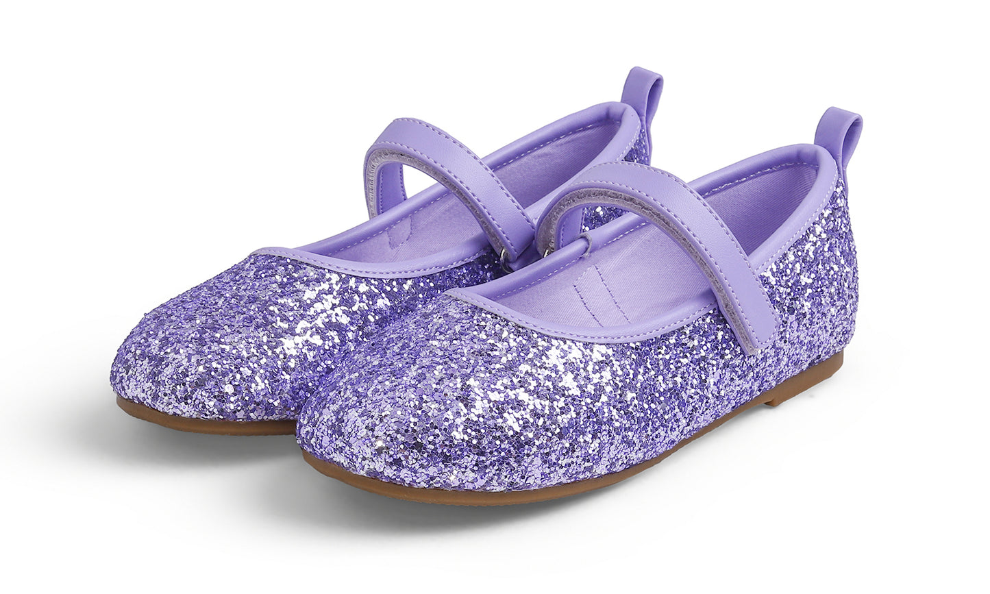 Feversole Girls Cute Dress Mary Jane Shoes Soft Party Holiday Ballet Flats Glitter