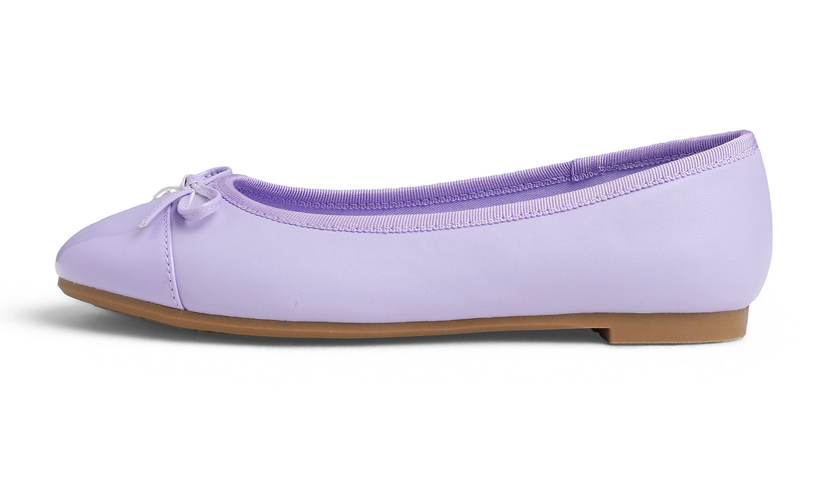 Feversole Women's Bow Tie Fashion Dress Slip On Shoes Round Toe Ballet Flat Patent Toe Cap
