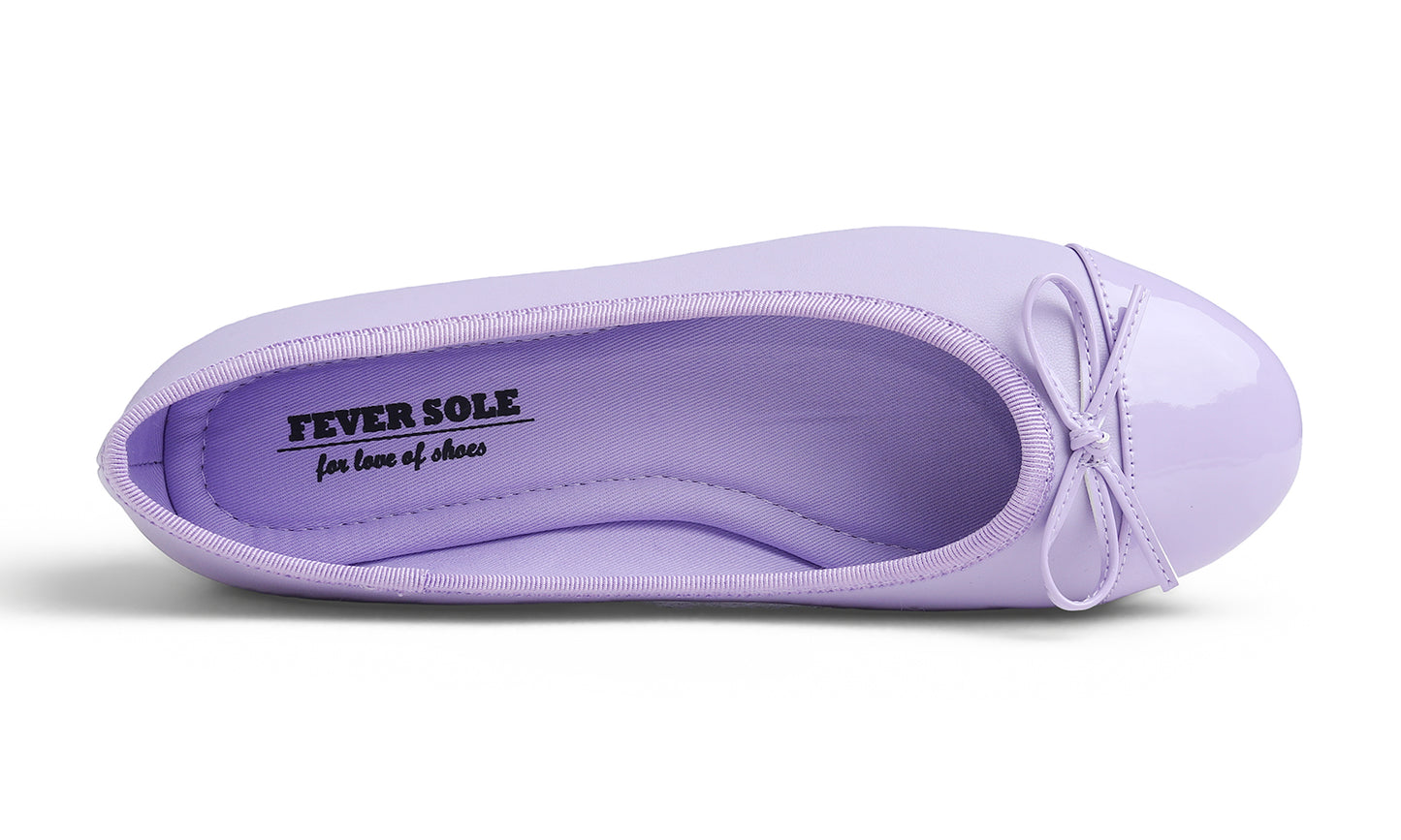 Feversole Women's Bow Tie Fashion Dress Slip On Shoes Round Toe Ballet Flat Patent Toe Cap