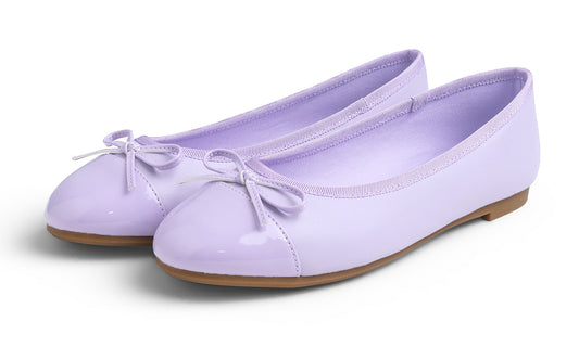 Feversole Women's Bow Tie Fashion Dress Slip On Shoes Round Toe Ballet Flat Patent Toe Cap