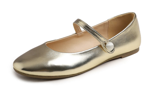 Feversole Women's Mary Jane Fashion Round Toe Easy Buckle Slip On Flats