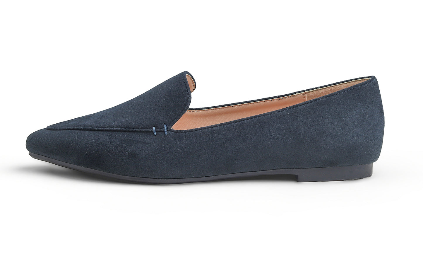 Feversole Women's Loafer Flat Pointed Fashion Slip On Comfort Driving Office Shoes Suede