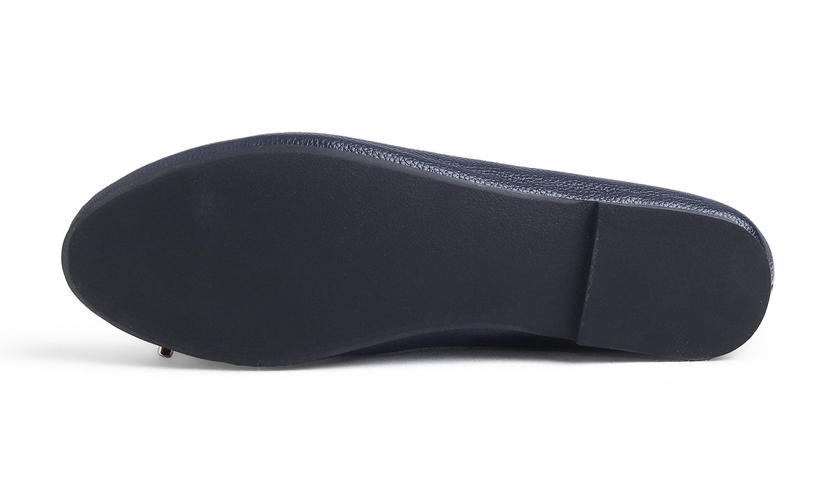 Feversole Women's Soft Cushion Comfort Round Toe Metal Trim Fashion Ballet Flats Walking Shoes Grain Vegan Leather