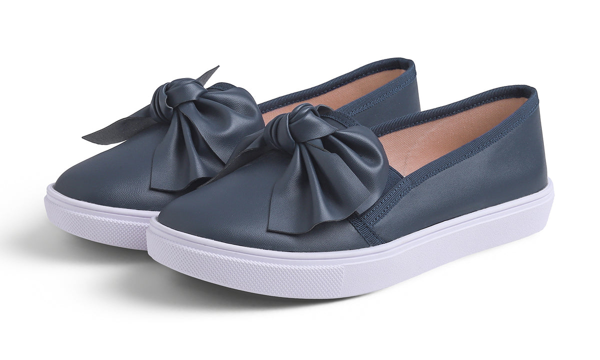 Feversole Women's Casual Slip On Sneaker Fashion Bow Tie Loafer Flats Vegan Leather
