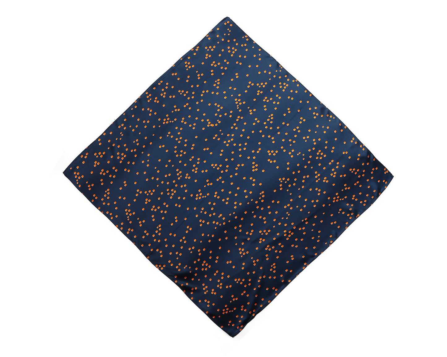 BREEZE NOUTHERLY 100% Mulberry Silk Square Scarf for Women, 26'' Versatile Hair Neck Bag Scarf Luxury Gift-Navy Orange Dot
