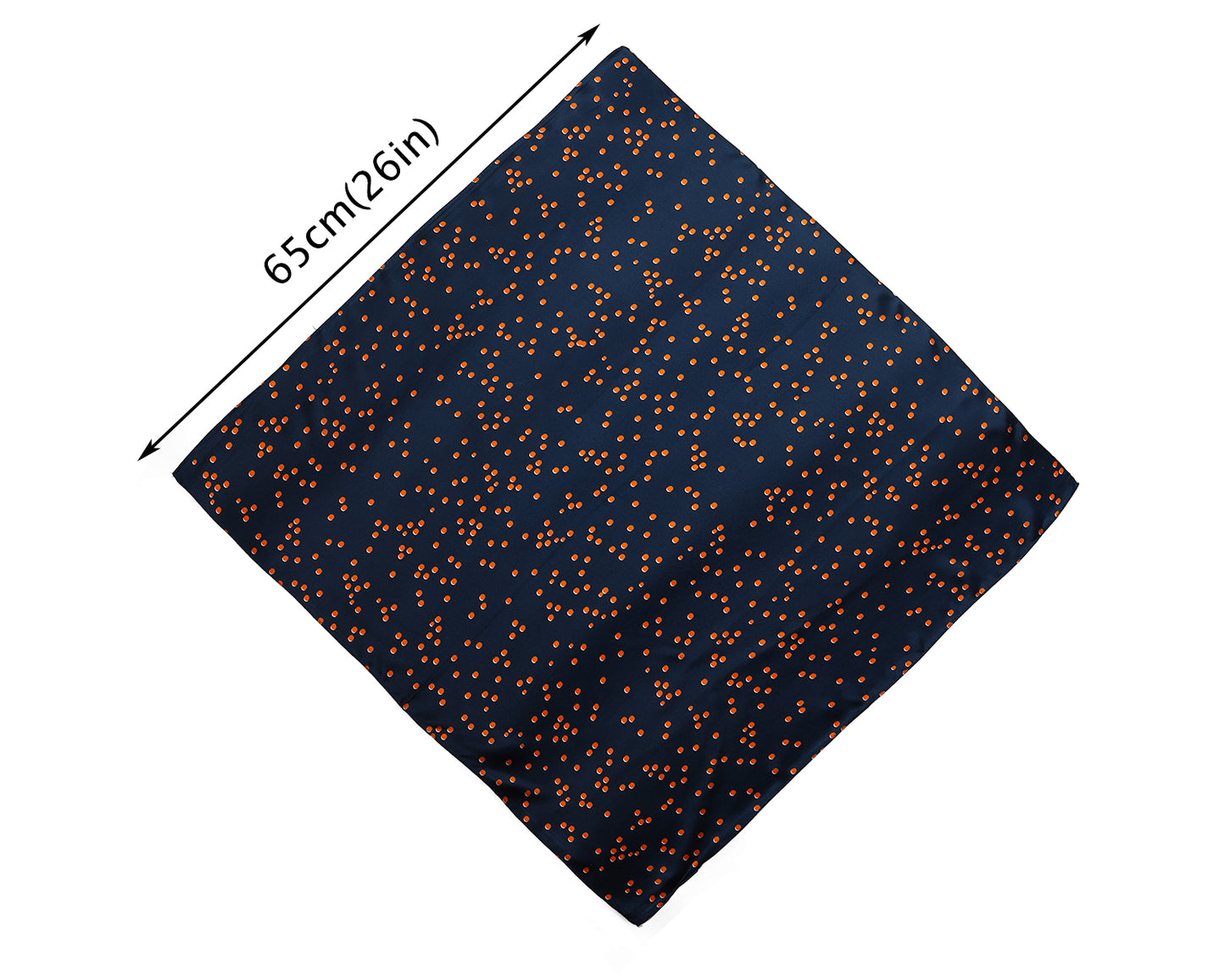 BREEZE NOUTHERLY 100% Mulberry Silk Square Scarf for Women, 26'' Versatile Hair Neck Bag Scarf Luxury Gift-Navy Orange Dot