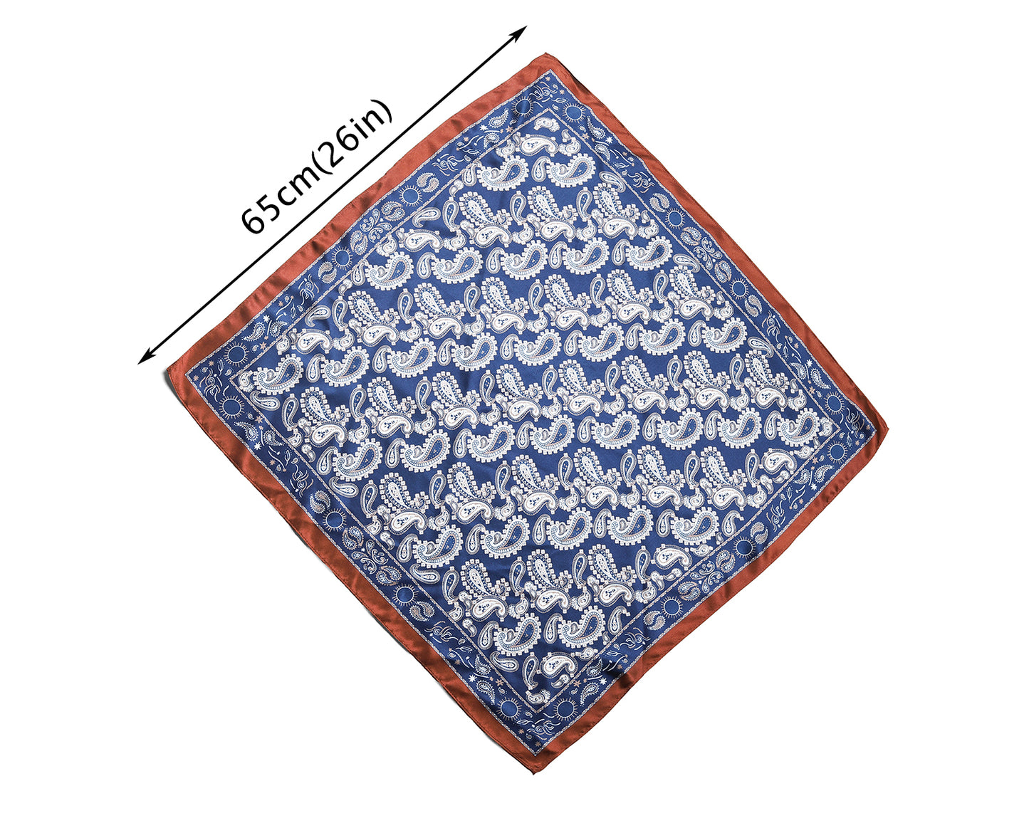 BREEZE NOUTHERLY 100% Mulberry Silk Square Scarf for Women, 26'' Versatile Hair Neck Bag Scarf Luxury Gift-Navy Paisley