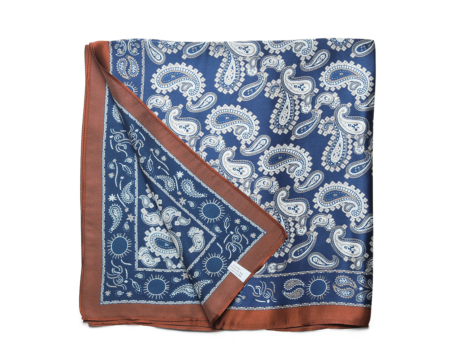 BREEZE NOUTHERLY 100% Mulberry Silk Square Scarf for Women, 26'' Versatile Hair Neck Bag Scarf Luxury Gift-Navy Paisley