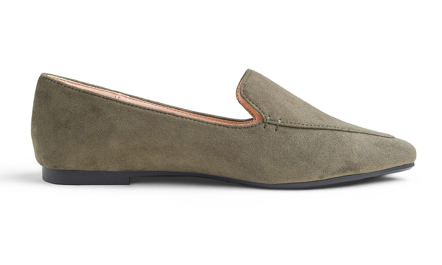 Feversole Women's Loafer Flat Pointed Fashion Slip On Comfort Driving Office Shoes Suede