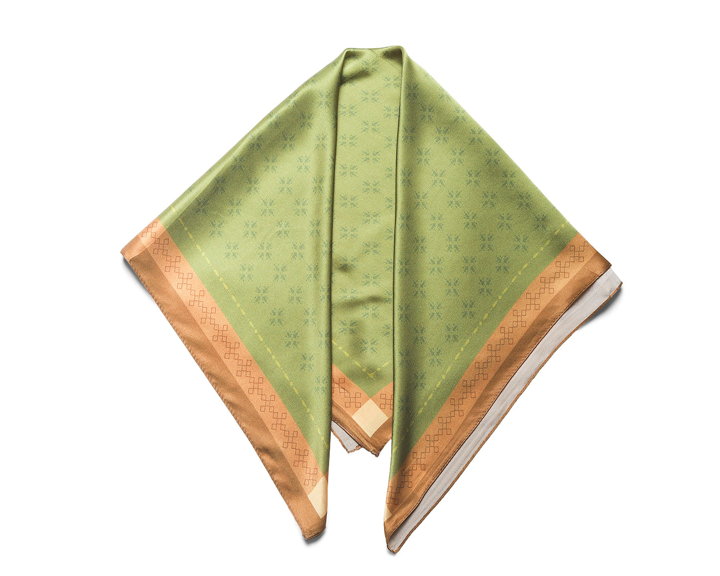 BREEZE NOUTHERLY 100% Mulberry Silk Square Scarf for Women, 26'' Versatile Hair Neck Bag Scarf Luxury Gift-Olive Geometric