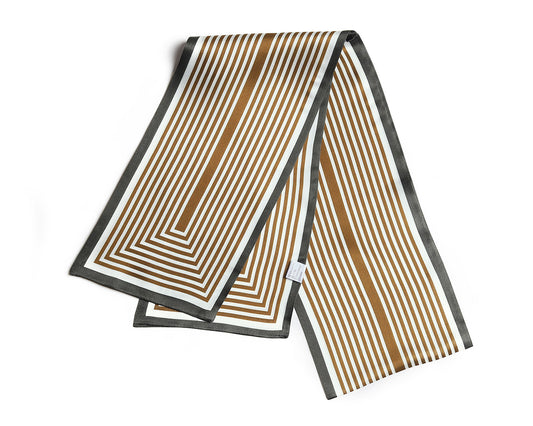 BREEZE NOUTHERLY Women's 100% Pure Mulberry Silk Scarf Double Sided Rectangle Tie Head Neck Waist Strip-17X150 Oliver Retroflex Stripe
