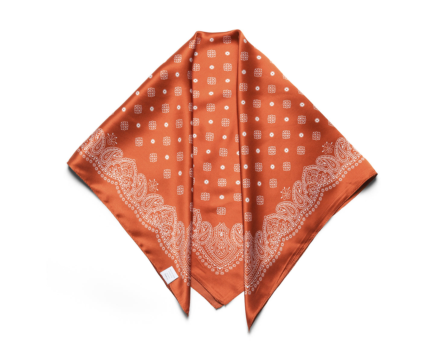 BREEZE NOUTHERLY 100% Mulberry Silk Square Scarf for Women, 26'' Versatile Hair Neck Bag Scarf Luxury Gift-Orange Paisley