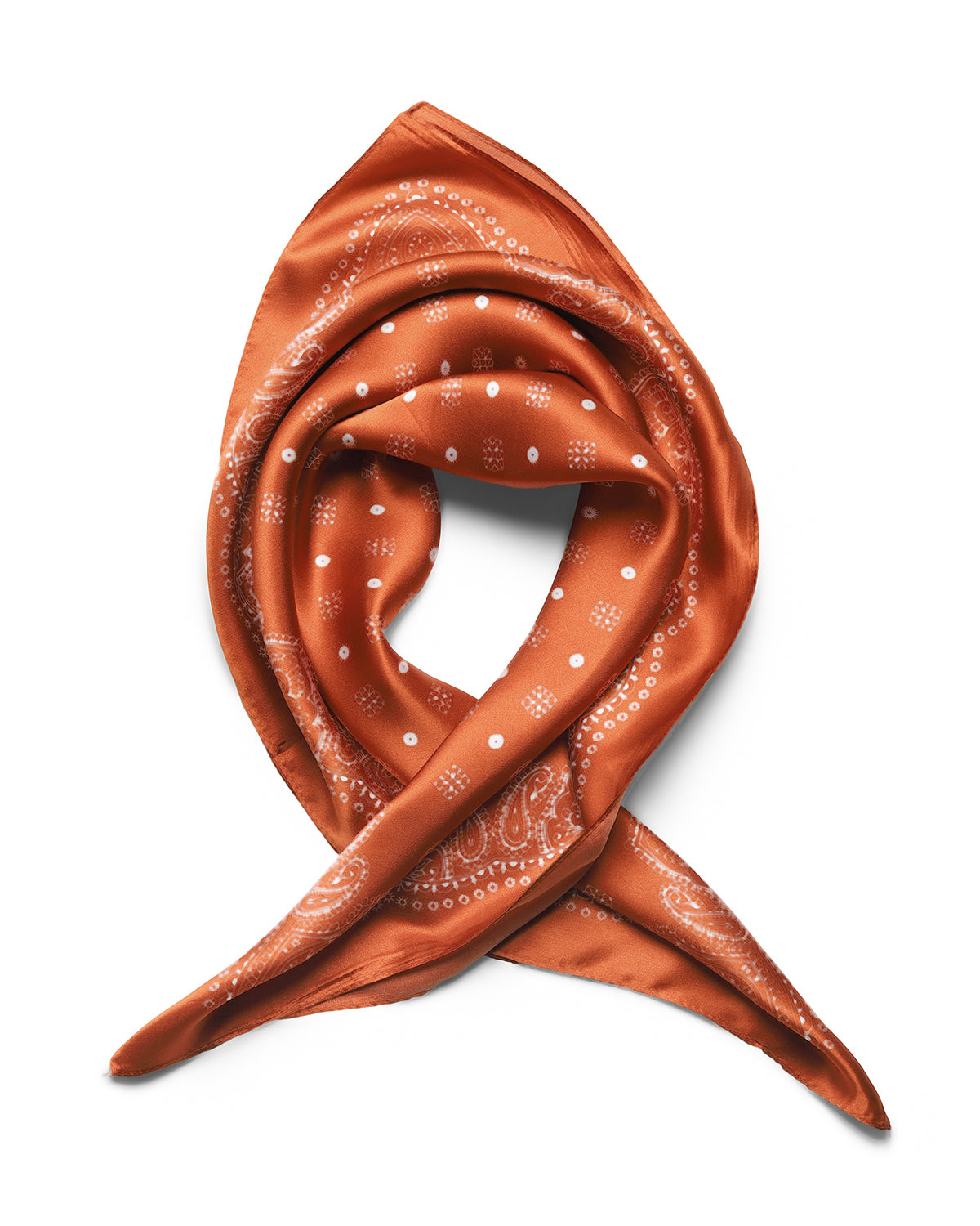 BREEZE NOUTHERLY 100% Mulberry Silk Square Scarf for Women, 26'' Versatile Hair Neck Bag Scarf Luxury Gift-Orange Paisley