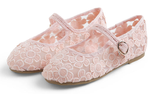 Feversole Girls Cute Dress Mary Jane Shoes Soft Lace Breathable Ballet Flats