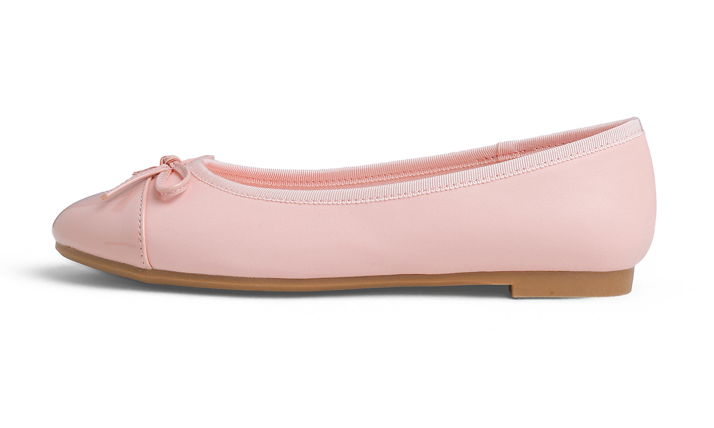 Feversole Women's Bow Tie Fashion Dress Slip On Shoes Round Toe Ballet Flat Patent Toe Cap