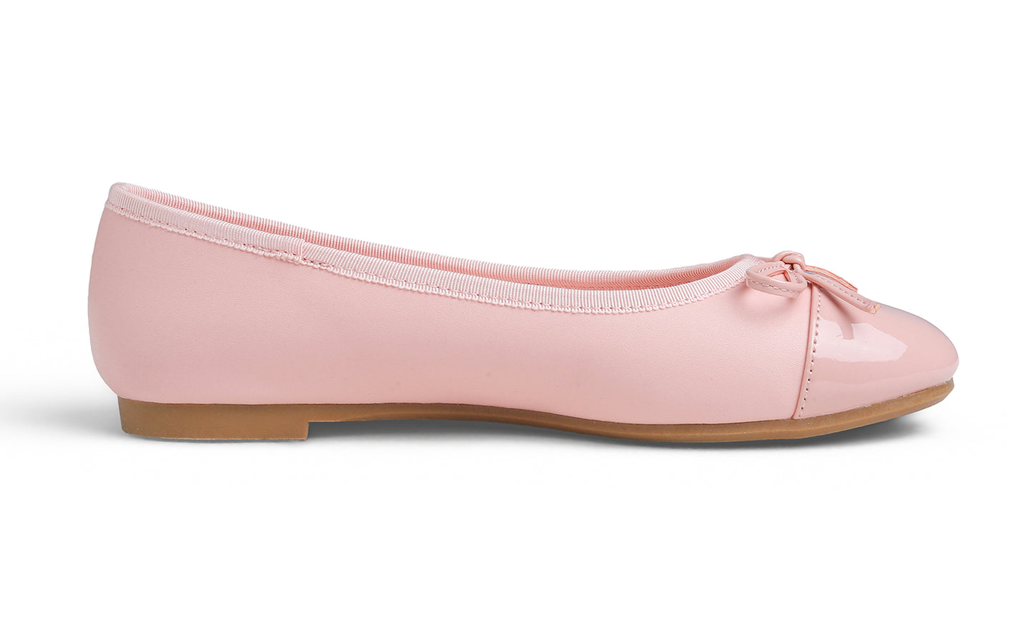Feversole Women's Bow Tie Fashion Dress Slip On Shoes Round Toe Ballet Flat Patent Toe Cap