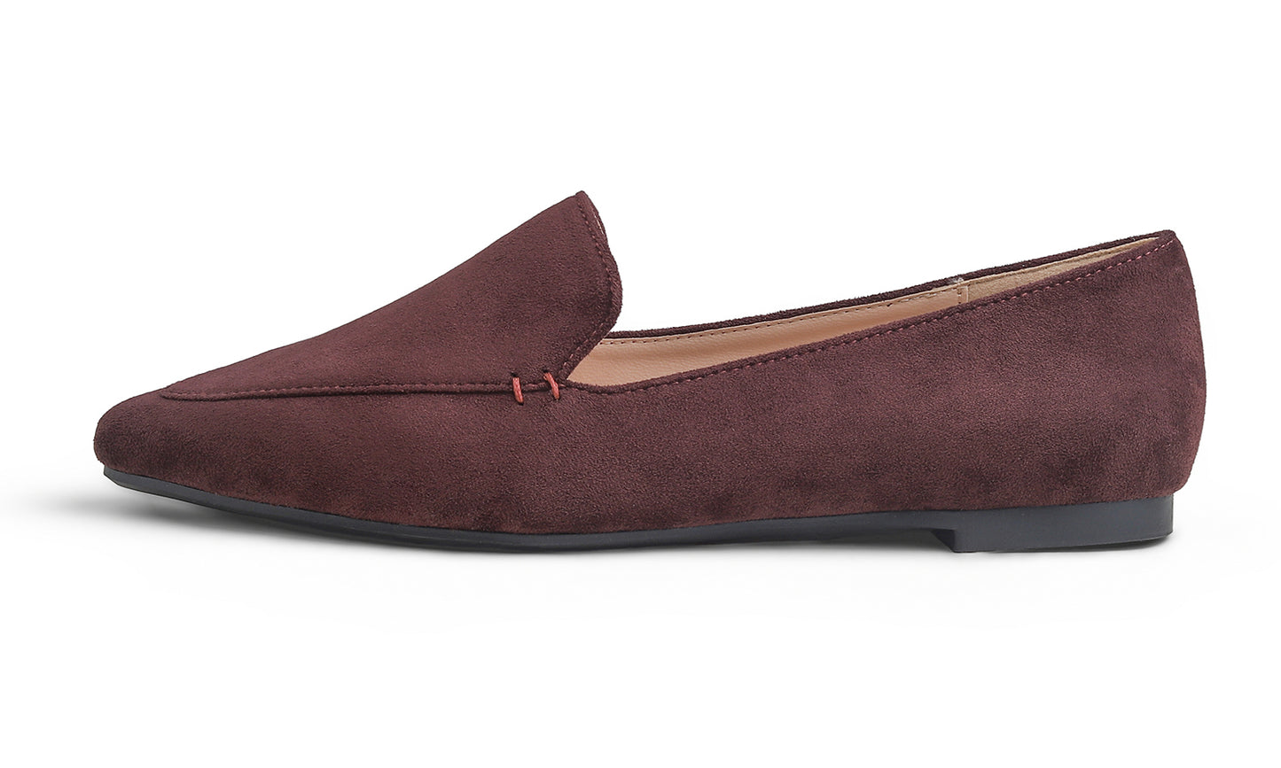 Feversole Women's Loafer Flat Pointed Fashion Slip On Comfort Driving Office Shoes Suede
