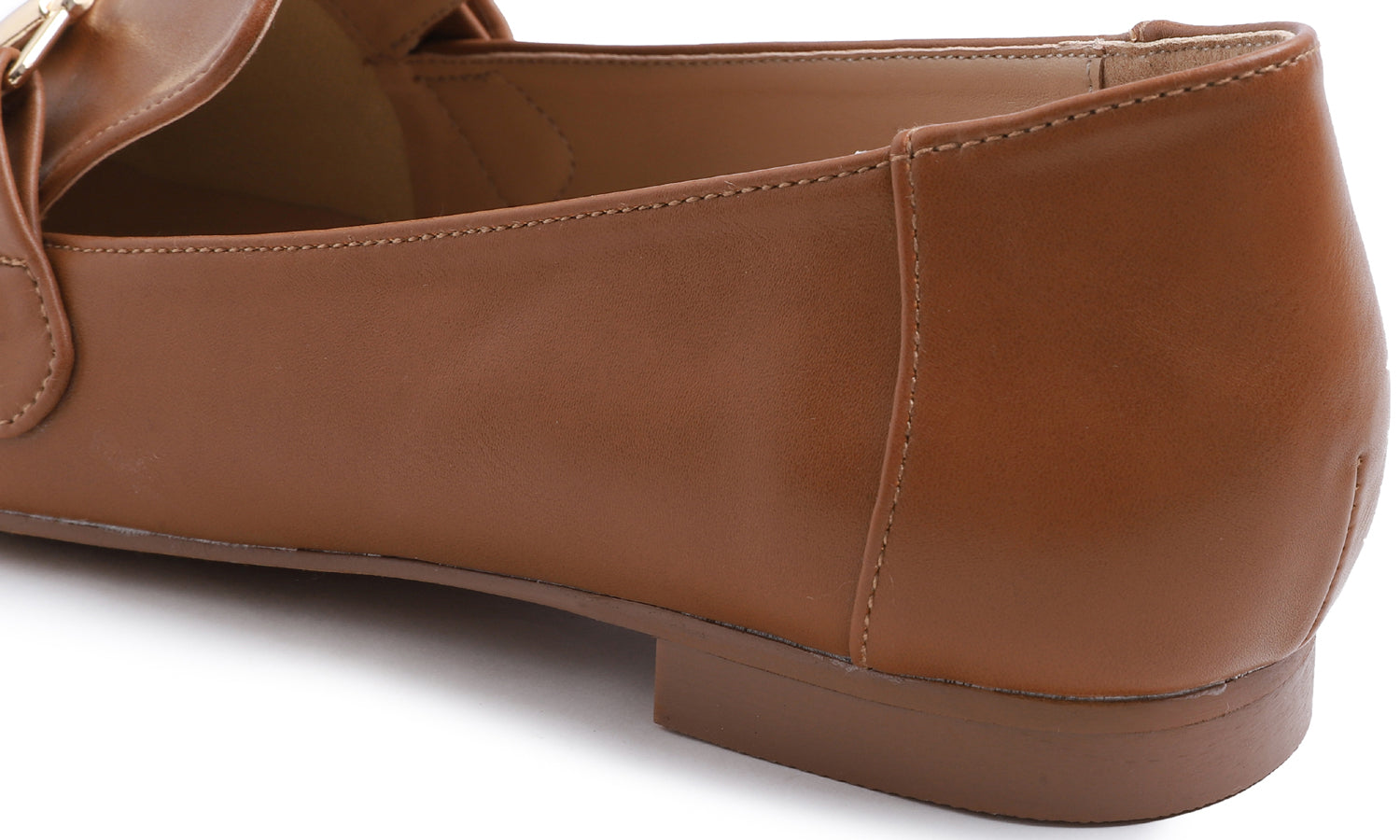 Feversole Women's Fashion Trim Deco Loafer Flats Camel Plain Vegan Leather