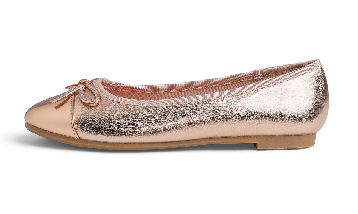 Feversole Women's Bow Tie Fashion Dress Slip On Shoes Round Toe Ballet Flat Patent Toe Cap