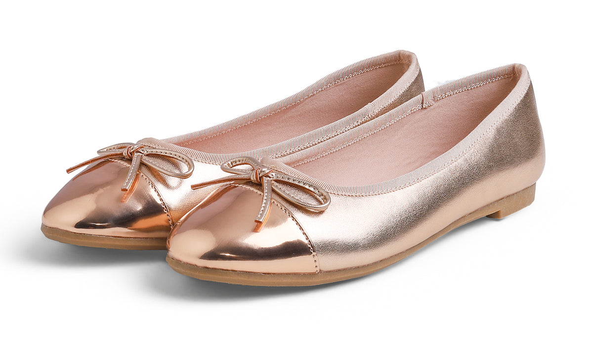Feversole Women's Bow Tie Fashion Dress Slip On Shoes Round Toe Ballet Flat Patent Toe Cap