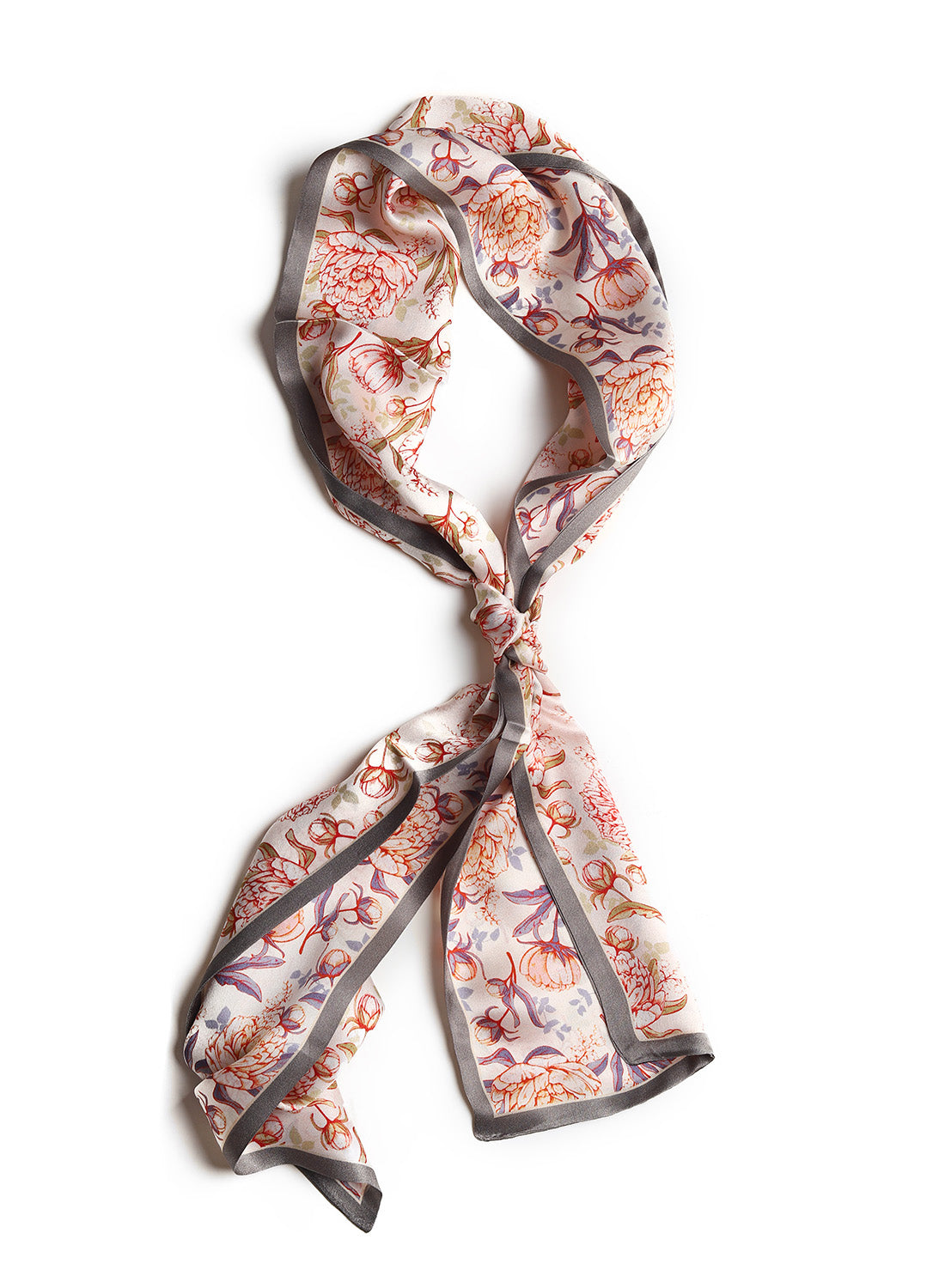 BREEZE NOUTHERLY Women's 100% Pure Mulberry Silk Scarf Double Sided Rectangle Tie Head Neck Waist Strip -17X150 Red Peony