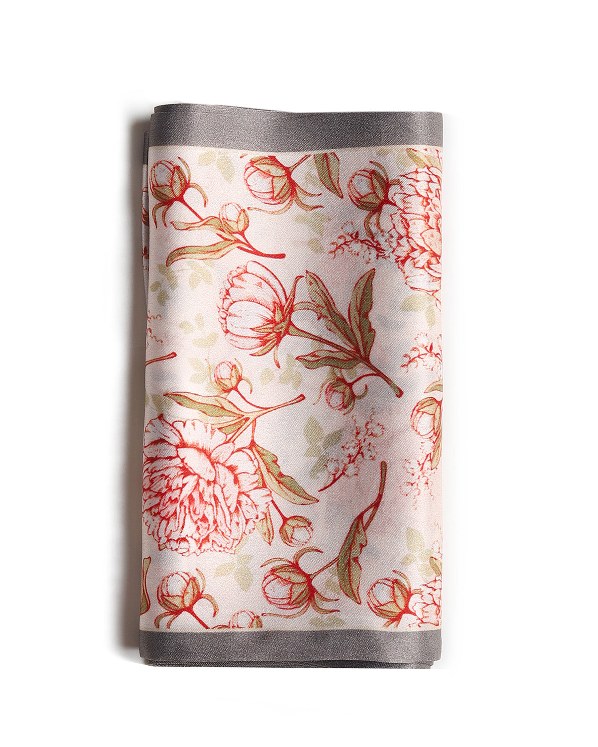 BREEZE NOUTHERLY Women's 100% Pure Mulberry Silk Scarf Double Sided Rectangle Tie Head Neck Waist Strip -17X150 Red Peony
