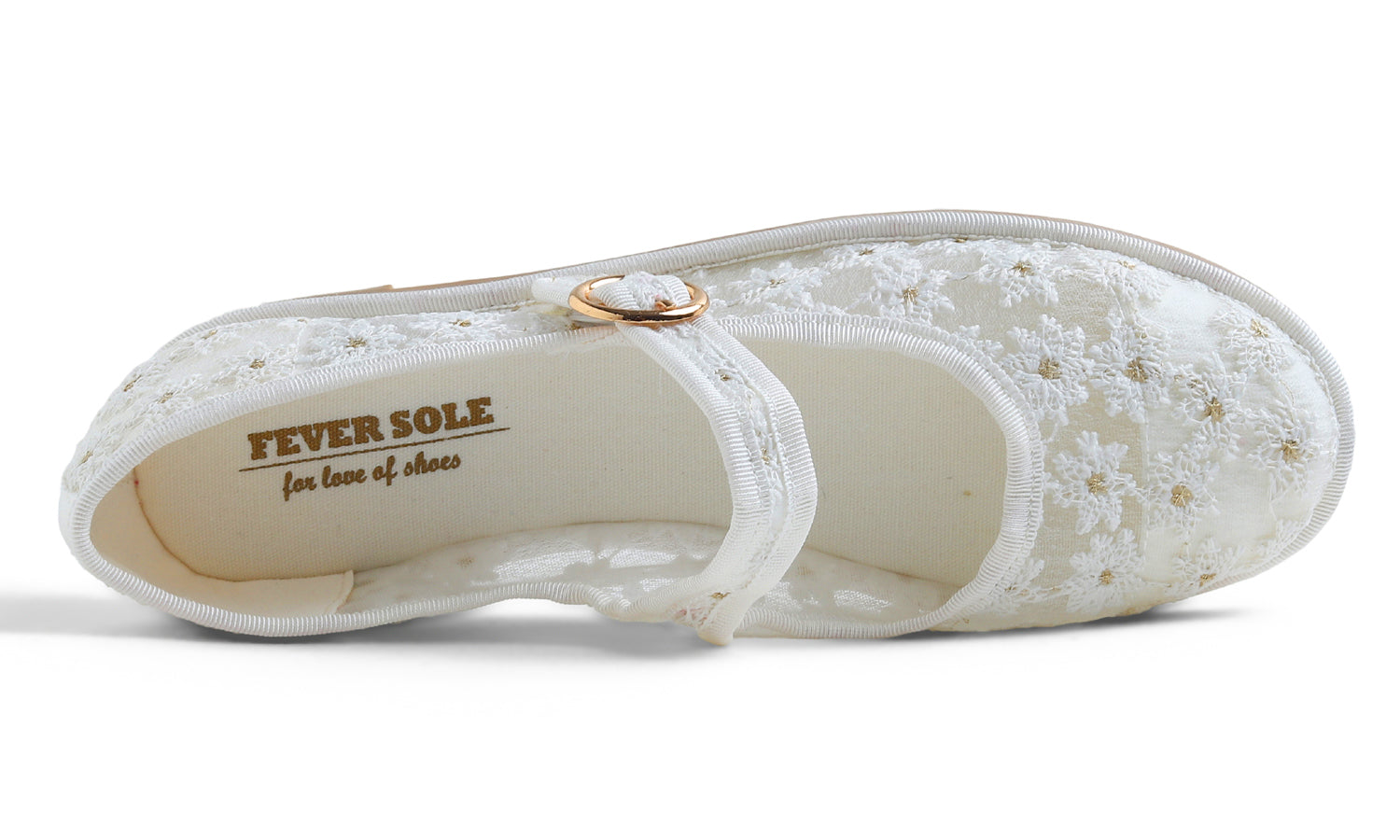 Feversole Mary Jane Flat - White