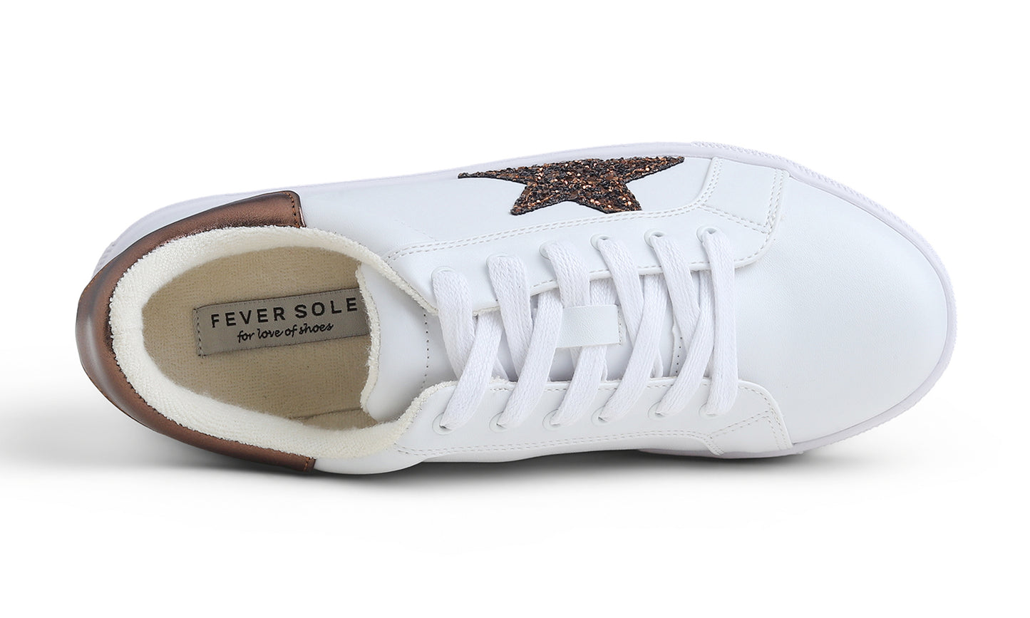 Feversole Women's Colorful Star Lace Up Sneaker By Warm Lined Vegan Leather for Winter Party Holiday Glitter Star