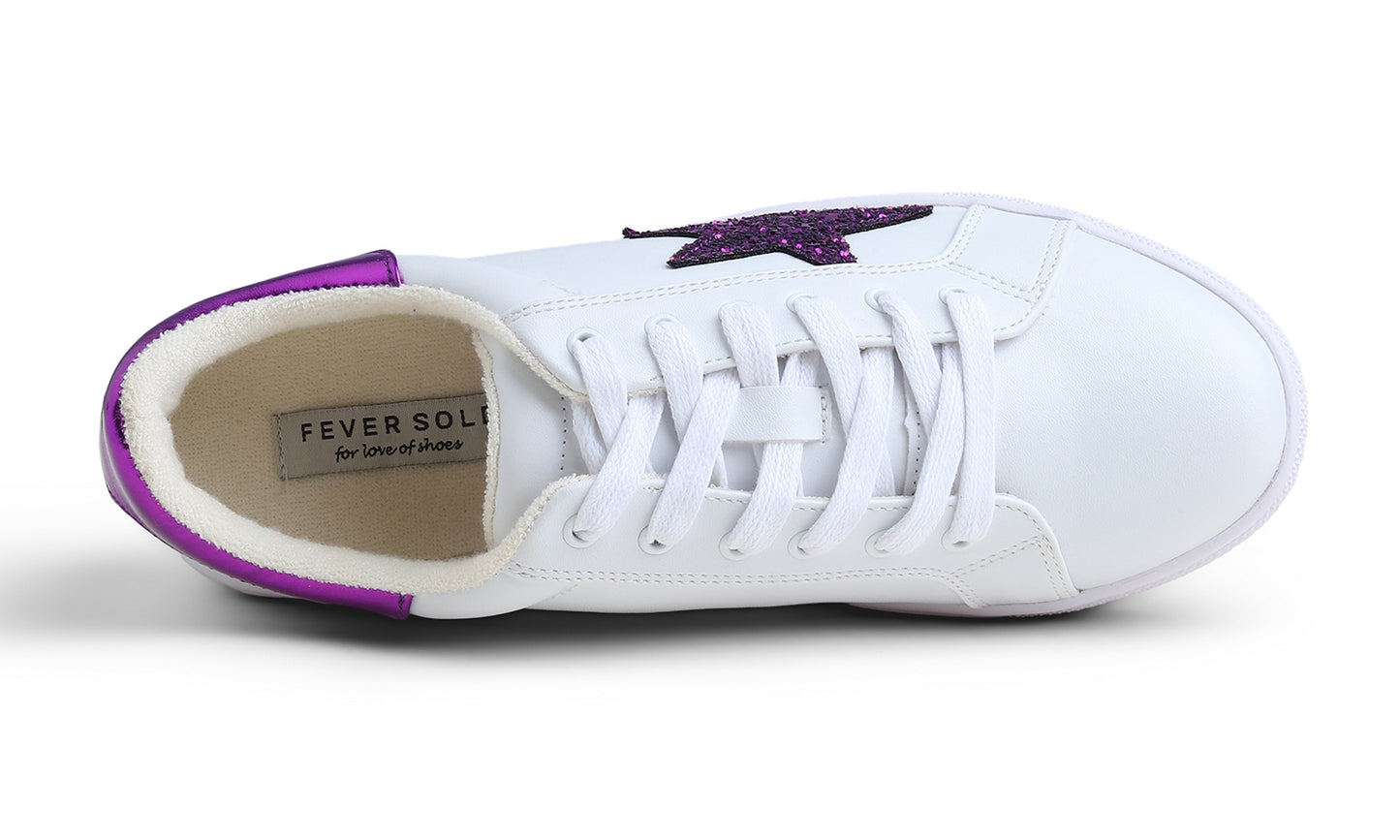 Feversole Women's Colorful Star Lace Up Sneaker By Warm Lined Vegan Leather for Winter Party Holiday Glitter Star