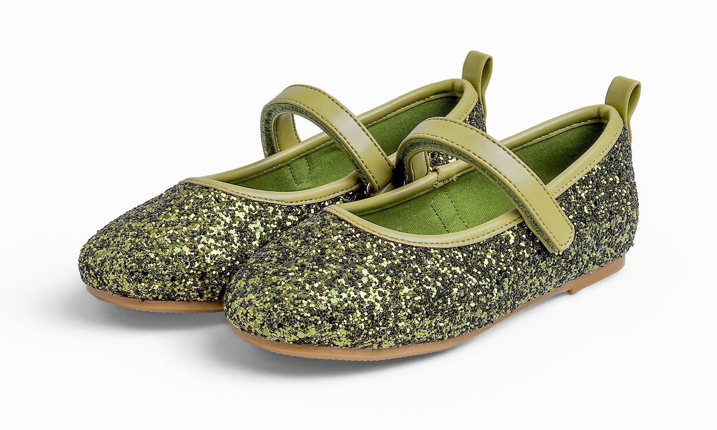 Feversole Girls Cute Dress Mary Jane Shoes Soft Party Holiday Ballet Flats Glitter