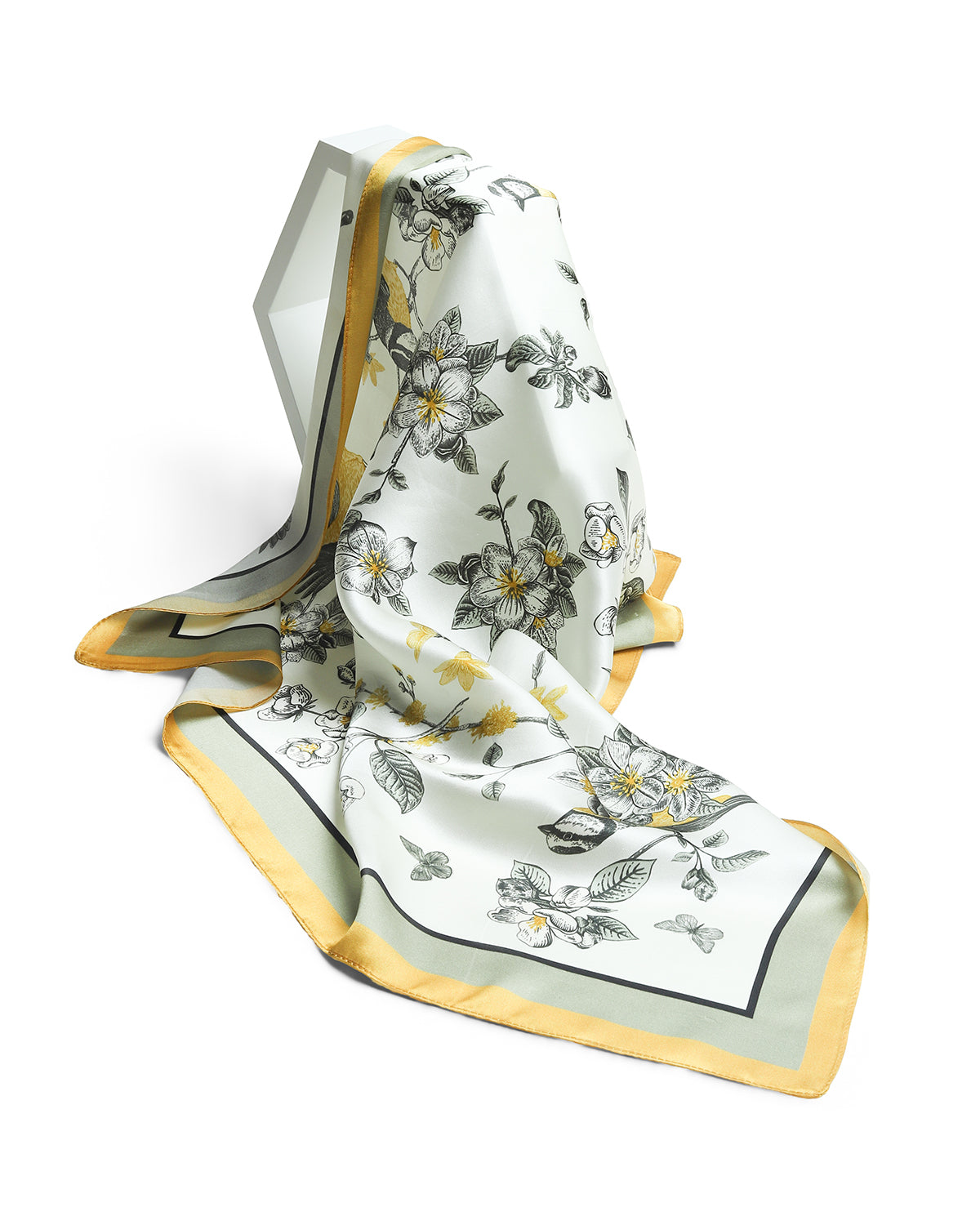 BREEZE NOUTHERLY 100% Mulberry Silk Square Scarf for Women, 26'' Versatile Hair Neck Bag Scarf Luxury Gift