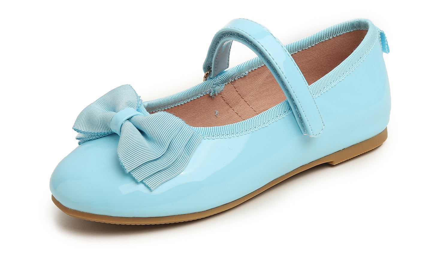 Feversole Girls Cute Dress Mary Jane Shoes Soft Party Holiday Ballet Bow Tie Patent Vegan Leather