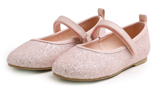 Feversole Girls Cute Dress Mary Jane Shoes Soft Party Holiday Ballet Flats Glitter