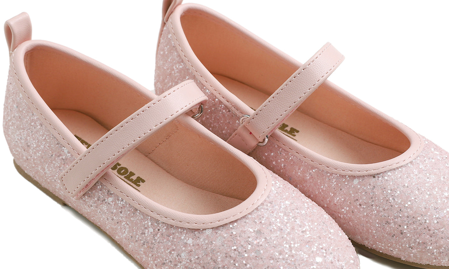 Feversole Girls Cute Dress Mary Jane Shoes Soft Party Holiday Ballet Flats Glitter